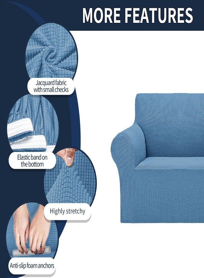 Cupuamon Stretch Sofa Slipcovers 1 Piece Couch Cover for 2 Cushion Furniture Protector Sofa Covers with Elastic Bottom Jacquard Fabric Small Checks for Pets, Kids -Loveseat, Riverside - Image 4