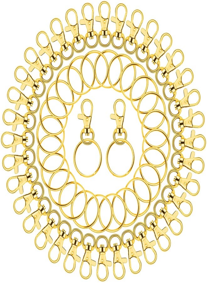 PAXCOO Gold Keychain Rings for Craft, Paxcoo 100pcs Keychain Hardware Kit Includes 50Pcs Key Chain Hooks and 50pcs Key Rings, Bulk Keychain Making Supplies for Resin Craft, Acrylic Blanks - Image 1