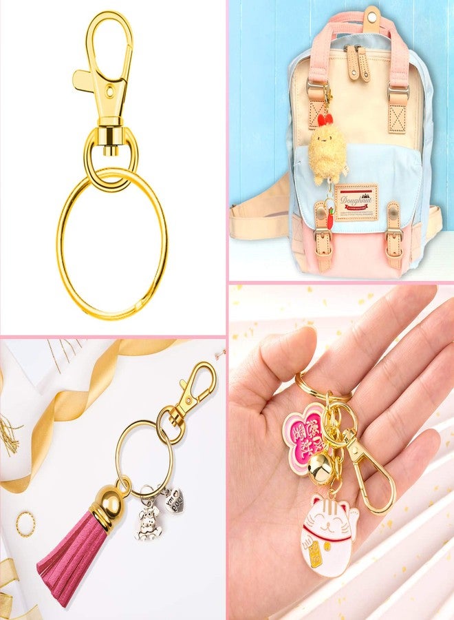 PAXCOO Gold Keychain Rings for Craft, Paxcoo 100pcs Keychain Hardware Kit Includes 50Pcs Key Chain Hooks and 50pcs Key Rings, Bulk Keychain Making Supplies for Resin Craft, Acrylic Blanks - Image 2