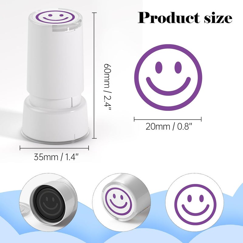 WAHXIAOSW Self-Inking Star Stamp for Teachers, Hand Stamps for Events and Classroom, Teacher Stamps for School, Greeting Cards, and Scrapbooks (0.79inch, Purple Smile) - Image 2