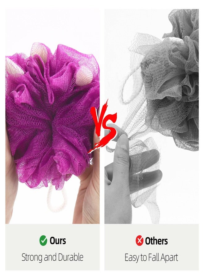 BTYMS Premium Mesh Poufs (65g/pcs) Bath Sponges Shower Loofahs Exfoliating Shower Puff - Great for Body Wash Pack of 4 - Image 4