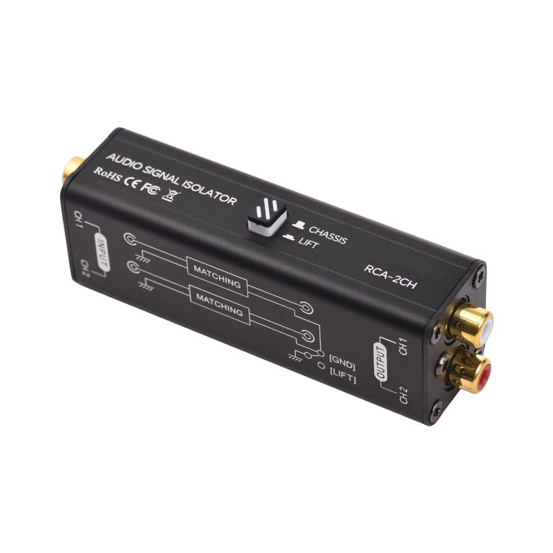 Ground Loop Isolator 2-Channel Black - Superior Sound Quality Hum Eliminator for Home Stereo, Conference Microphones, Audio Players and Speakers - Image 2