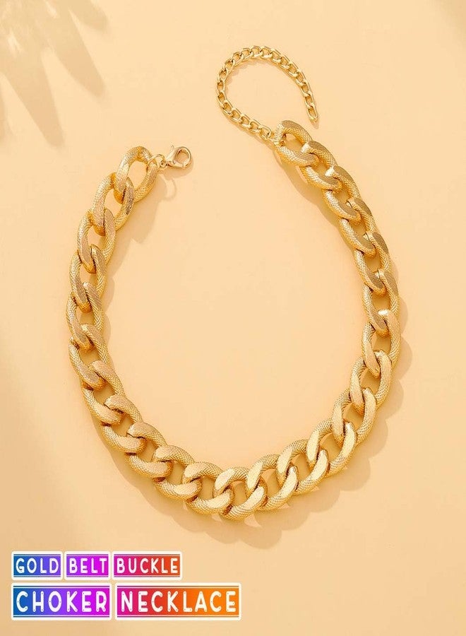 CLOACE Chunky Choker Necklace Gold Cuban Necklaces Punk Thick Link Chain Jewelry for Women - Image 2