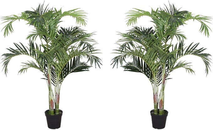 PAIR GORGEOUS 6 TROPICAL PHOENIX PALM TREES ARTIFICIAL SILK PLANT WITH UV PROTECTION NURSERY POTS FEEL REAL TECHNOLOGY FOR BOTH INDOOR AND OUTDOOR DISPLAY