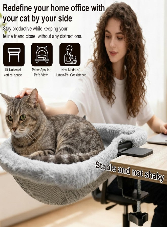dulvus Cat Desk Bed - 17x18 in Cat Desk Perch for Remote Workers, Gamers and Office Staff - Desktop Suspended Cat's Bed (Holds up to 40 lb) - Foldable Cats Hammock Desk for Removable Cover and Toy Holder - Image 4