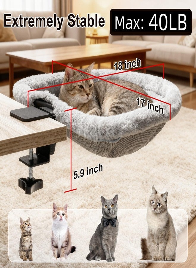 dulvus Cat Desk Bed - 17x18 in Cat Desk Perch for Remote Workers, Gamers and Office Staff - Desktop Suspended Cat's Bed (Holds up to 40 lb) - Foldable Cats Hammock Desk for Removable Cover and Toy Holder - Image 3