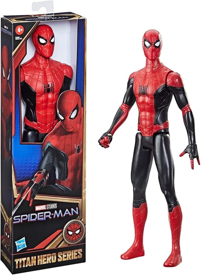 Marvel Spider-Man Titan Hero Series 30-Cm New Black And Red Suit Spider-Man Action Figure Toy, Inspired By Spider-Man Movie, For Kids Ages 4 and Up