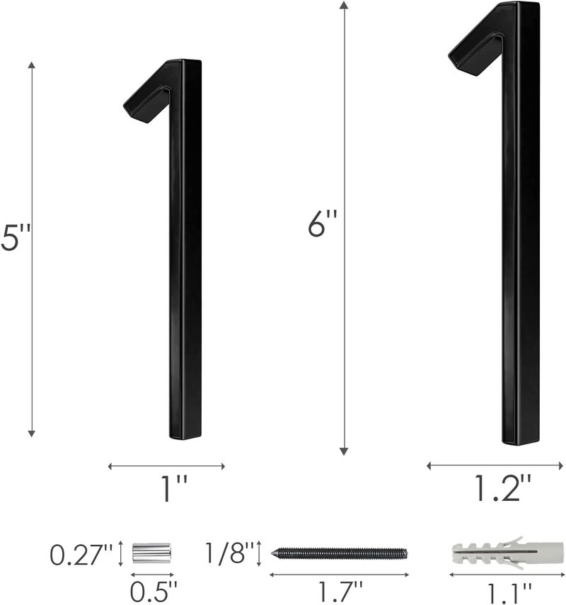 BVNUD 6 Inch Stainless Steel Floating House Number, Metal Modern House Numbers, for Outdoor Mailbox Yard Home Wall DoorGarage Gate with Nail Kit, Coated Black, 911 Visibility Signage - Image 2