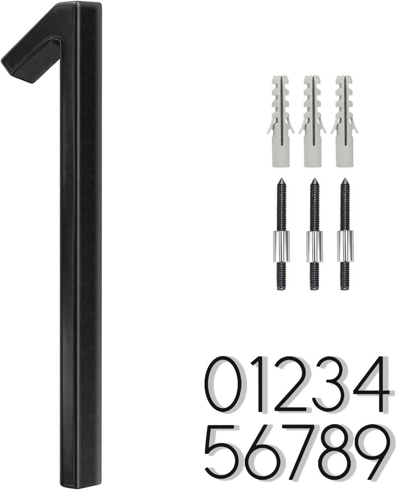 BVNUD 6 Inch Stainless Steel Floating House Number, Metal Modern House Numbers, for Outdoor Mailbox Yard Home Wall DoorGarage Gate with Nail Kit, Coated Black, 911 Visibility Signage - Image 1