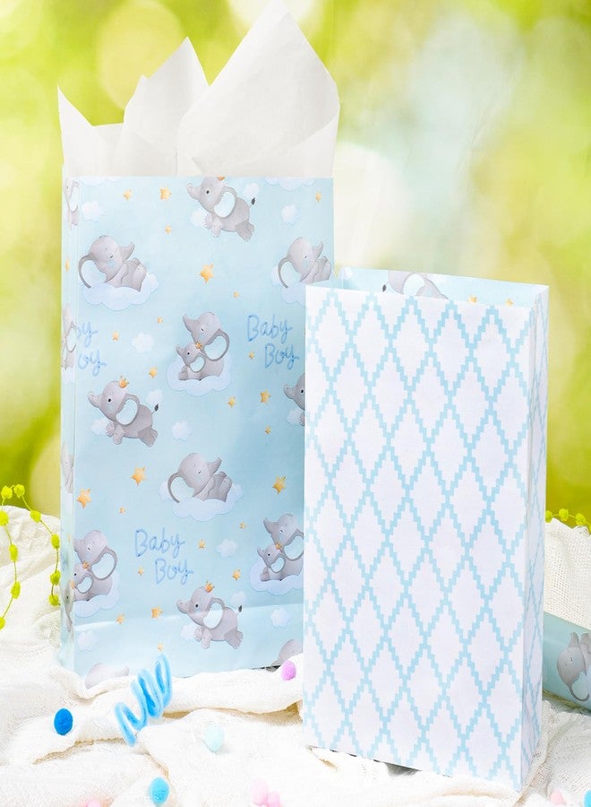 LaRibbons Reversible Baby Boy Wrapping Paper, 17 Inch X 33 Feet, Blue Elephant & Blue Quilted Diamond Design for Baby Shower, Birthday, Party, Holiday - Image 3