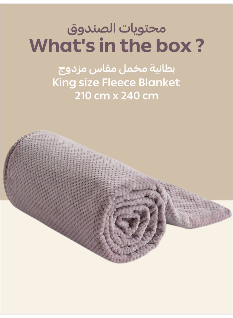 Donetella Fleece Blanket, King Size 210x240 cm, 300 GSM, Waffle Texture - Lightweight Ultra Soft & Warm Solid Throw Blanket, Cozy for Sofa, Bed & Couch - Image 3