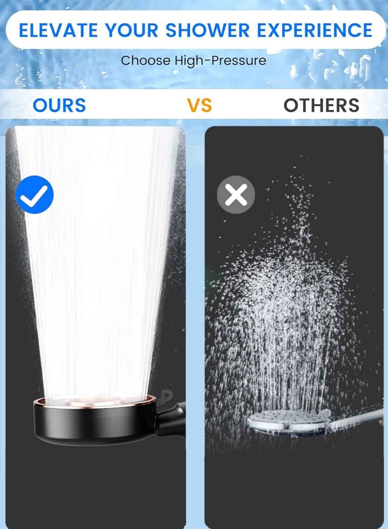 عرش طقم دش عالي الضغط بتصميم دونات مع 3 سرعات وتقنية توفير المياه | توقف بلمسة واحدة + خرطوم 1.5 متر وحامل بدون حفر ， فضي (مثالي للمنازل السعودية الموفرة للمياه) - Image 4