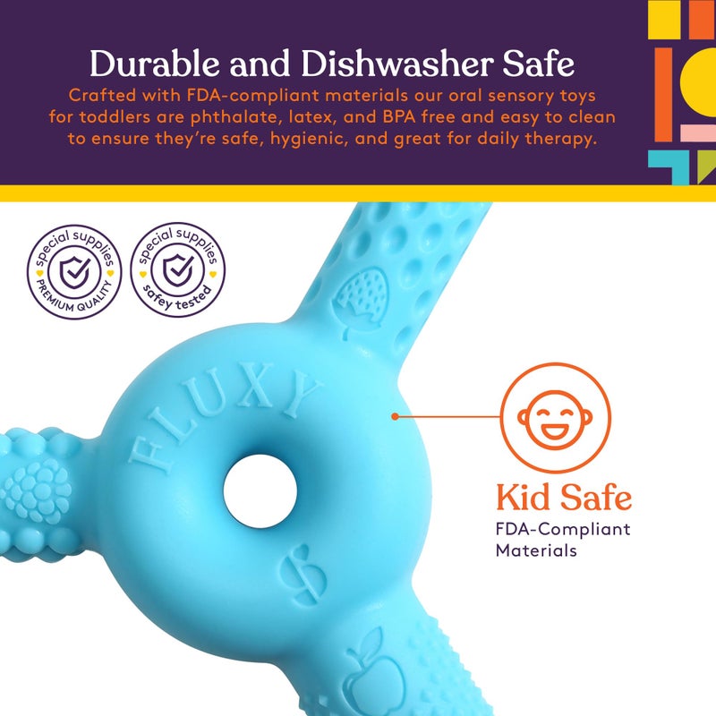 Special Supplies FLUXY Oral Motor Tool Therapy Sensory Motor Aid with 3 Unique Textures Blue - Image 4