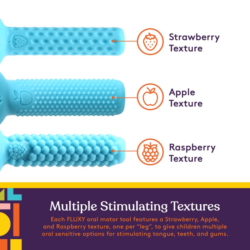 Special Supplies FLUXY Oral Motor Tool Therapy Sensory Motor Aid with 3 Unique Textures Blue - Image 2