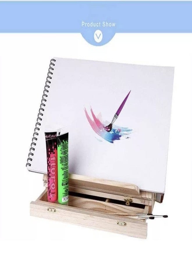 Buzz Cool Artists Portable Tabletop Wooden Sketchbox Easel with Drawer | Holds Canvases | Art Supplies for Artist | Tabletop Easel for Drawing & Sketching | Foldable, with Storage - Image 3