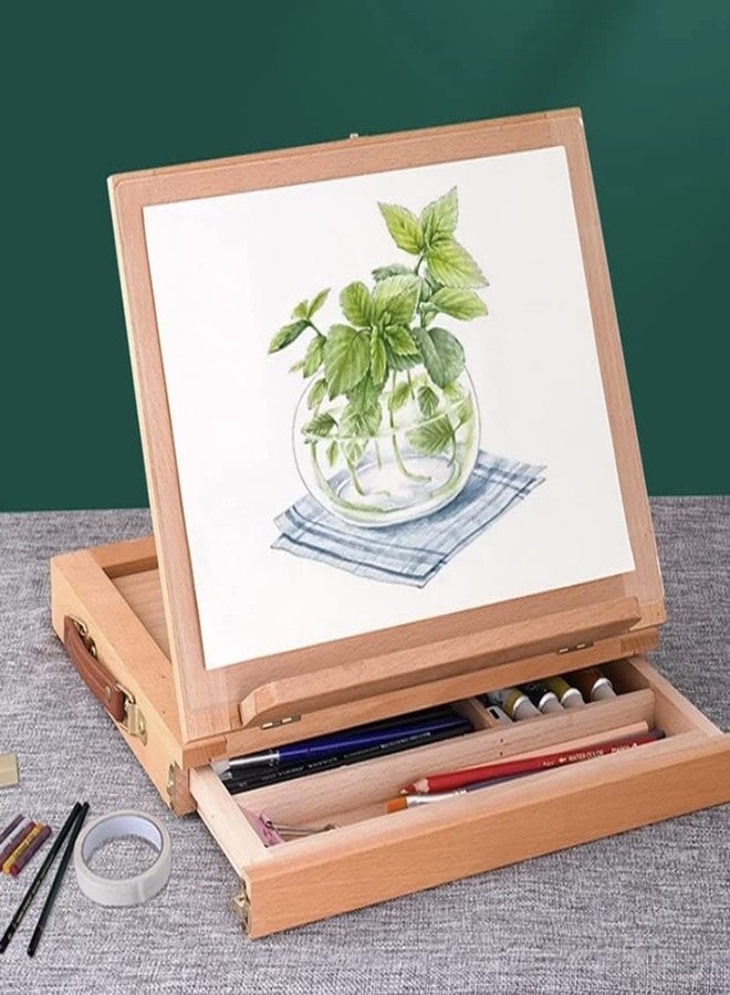 Buzz Cool Artists Portable Tabletop Wooden Sketchbox Easel with Drawer | Holds Canvases | Art Supplies for Artist | Tabletop Easel for Drawing & Sketching | Foldable, with Storage - Image 5