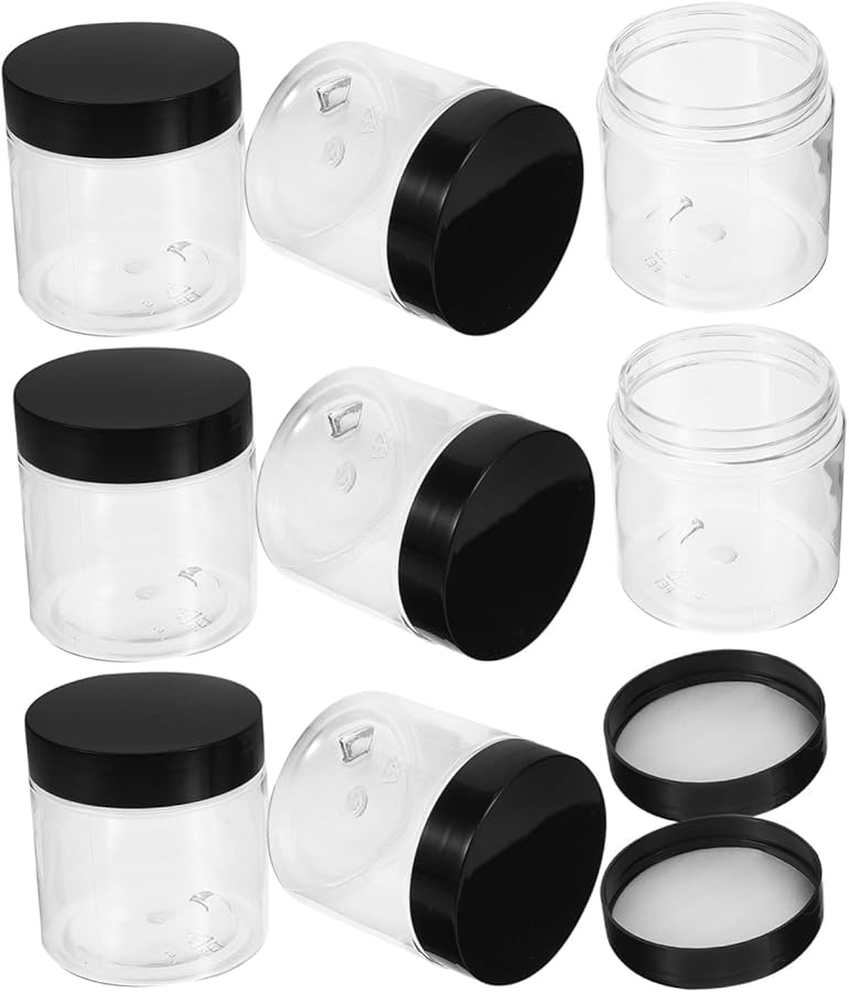 8Pcs Clear Plastic Food Storage Containers with Airtight Black Lids for Tea Sugar Candy Spice - Image 1