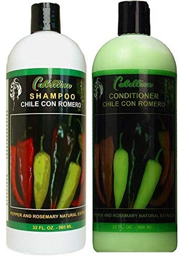 Cabellina Abellina Shampoo & Conditioner Natural Chile Romero Pepper Rosemary Chili 32 Oz Each  - Image 1
