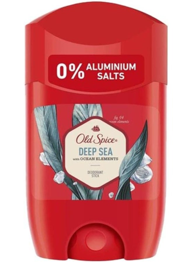 Deep Sea Deodorant Stick For Men 50 ml, 48H Fresh, 0 Percent Aluminium Salts, Anti-White Marks and Yellow Stains