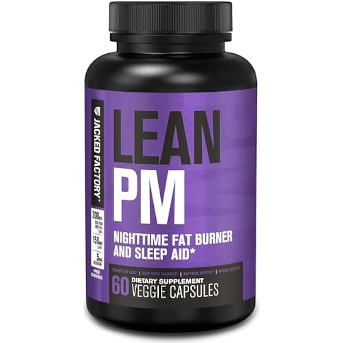 Jacked Factory Lean PM Night Time Fat Burner, Sleep Aid Supplement, & Appetite Suppressant for Men and Women - 60 Stimulant-Free Veggie Weight Loss Diet Pills - Image 1