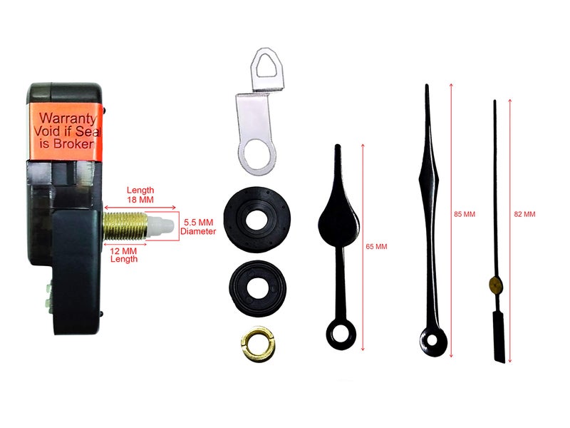 IIK COLLECTION Analogue 18MM Long Spindle Quartz Movement Plastic Machine with Black Hands Kit for Wall Clock (IIK-MOV-PL-033) - Image 4