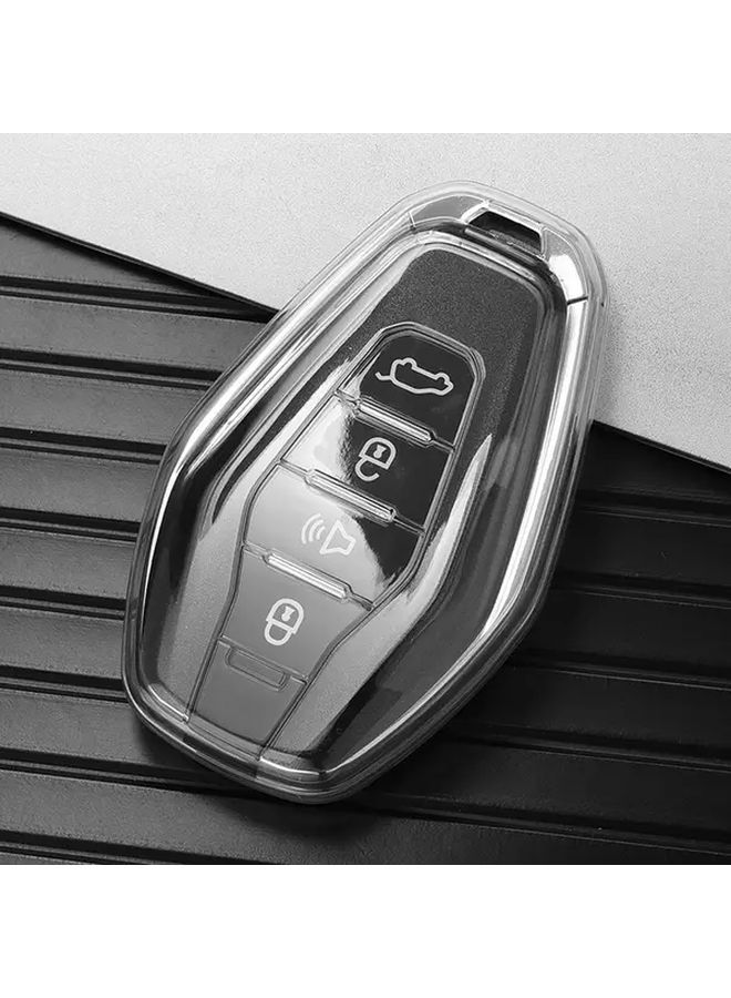 Transparent Black TPU Car Remote Key Cover with 4 Buttons for Keyless Auto Accessories - Image 1