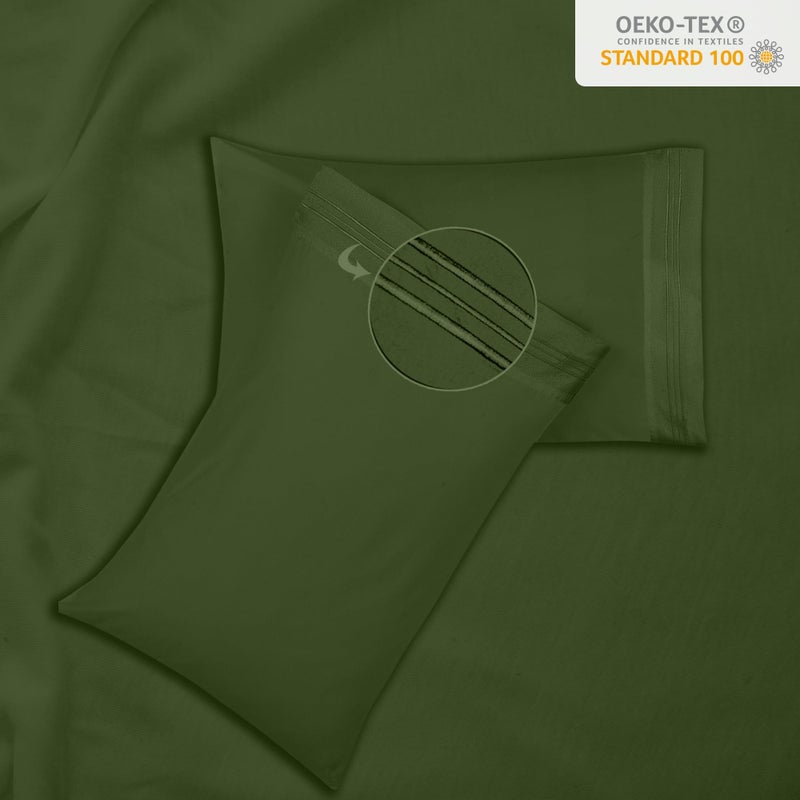 Royale Linens - 4 Piece Full Bed Sheet - Soft Brushed Microfiber 1800 Bedding Set - 1 Fitted Sheet  1 Flat Sheet  2 Pillowcase -Wrinkle & Fade Resistant Luxury Full Size Sheet Set (Hunter Green  Full) - Image 4