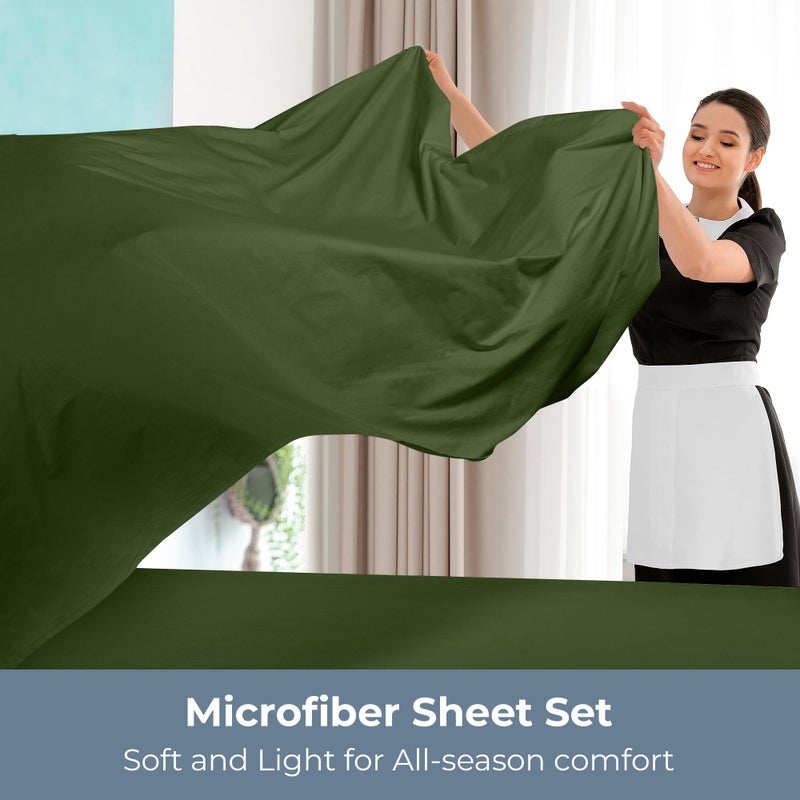 Royale Linens - 4 Piece Full Bed Sheet - Soft Brushed Microfiber 1800 Bedding Set - 1 Fitted Sheet  1 Flat Sheet  2 Pillowcase -Wrinkle & Fade Resistant Luxury Full Size Sheet Set (Hunter Green  Full) - Image 3