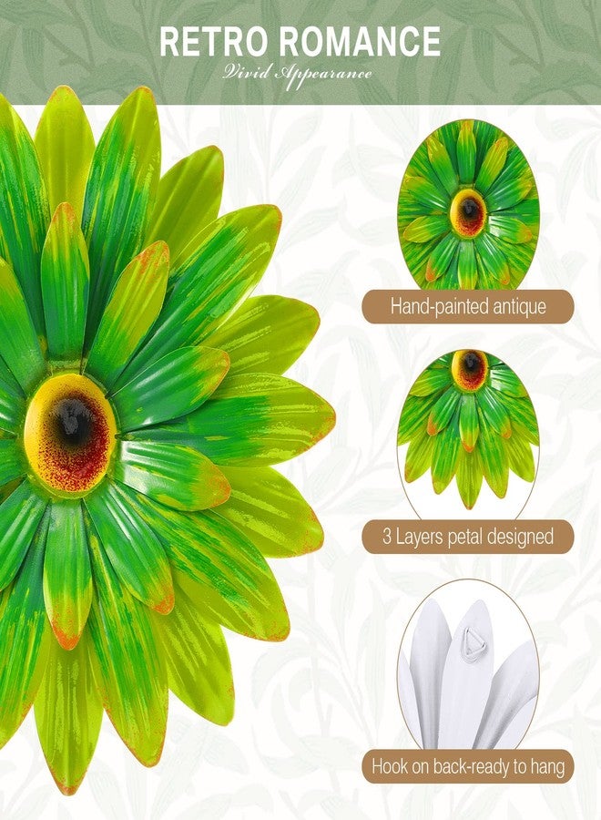 Photect 6 Pcs Metal Flowers Wall Decor Hanging Outdoor Metal Daisy Wall Art Decorations Multiple Layer 3D Daisy Flowers for Garden Farmhouse, 8 Inch(Classic Color) - Image 4