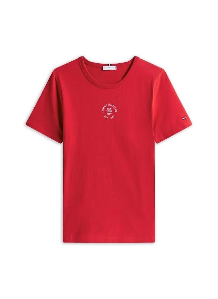 TOMMY HILFIGER  STAMP LOGO SLIM Crew Neck Short Sleeve T-shirt for Women | Best Price UAE