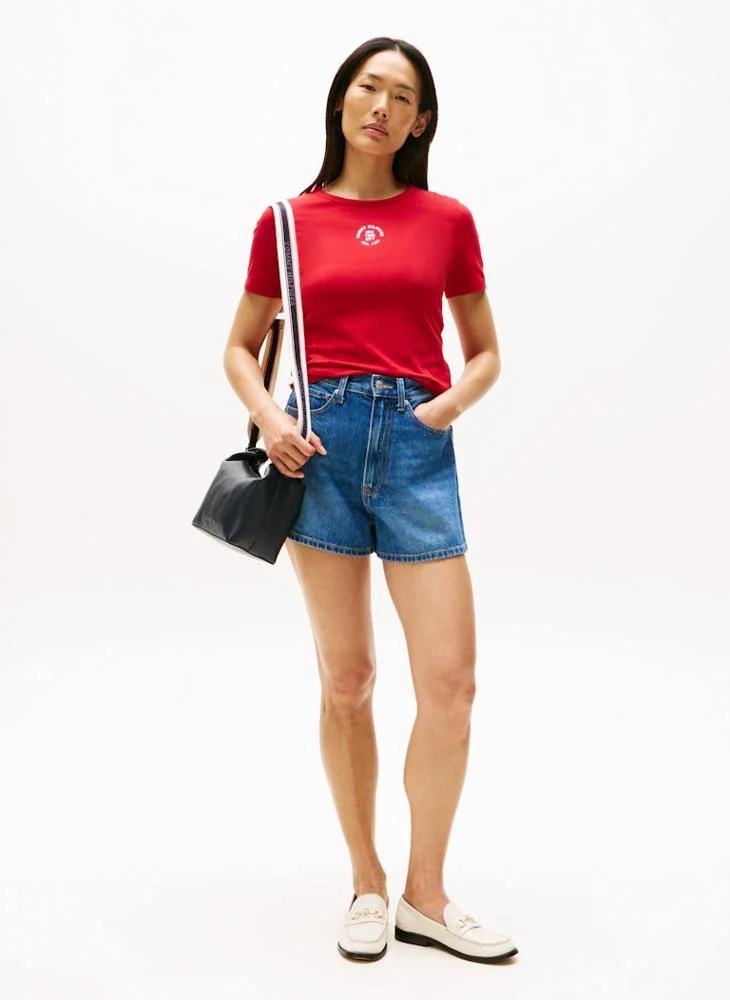 TOMMY HILFIGER  STAMP LOGO SLIM Crew Neck Short Sleeve T-shirt for Women | Best Price UAE