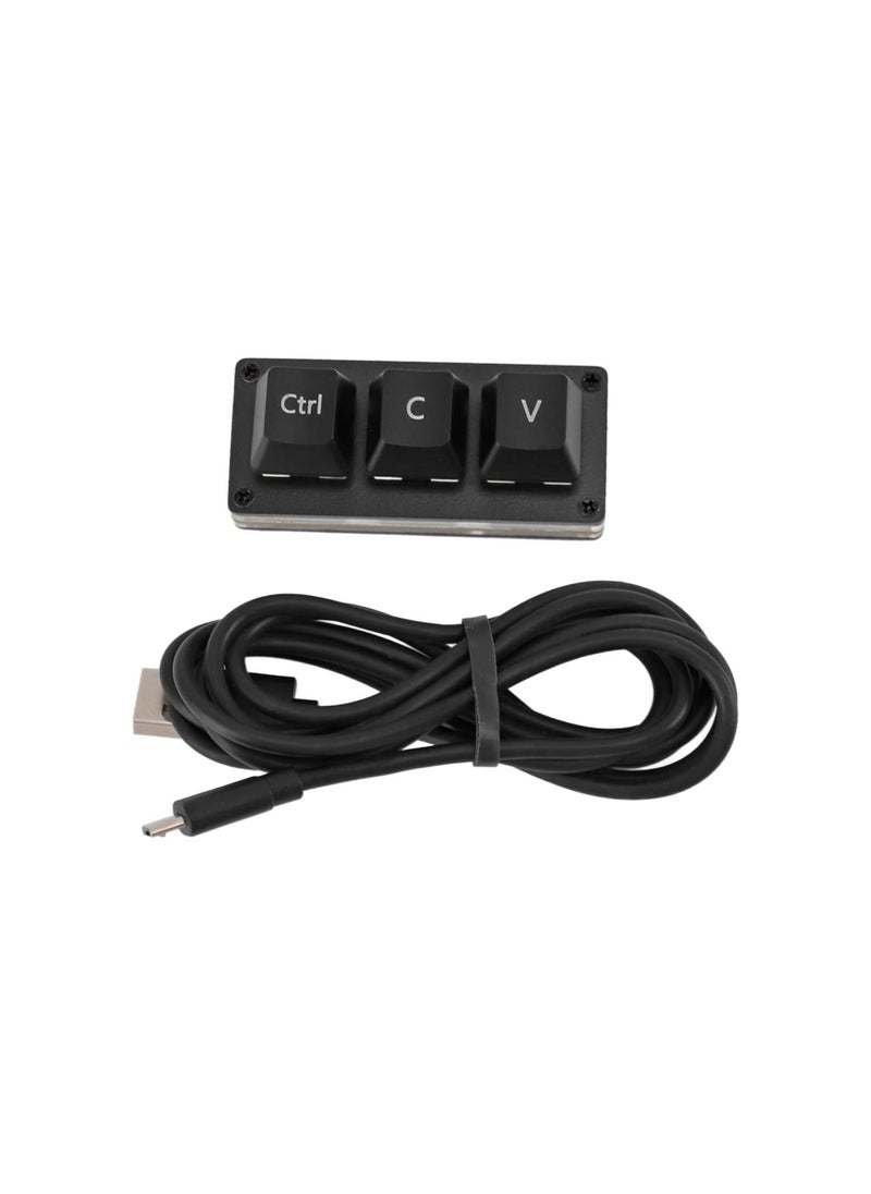 3 Key Mini Keypad, USB Hotswap One Handed Custom Programmable Mechanical Gaming Keyboard with Red Switch RGB Backlight, for Windows Linux OS X Android iOS