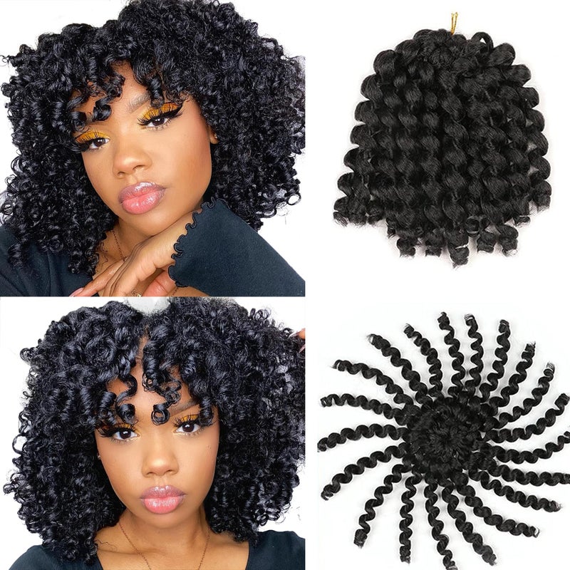 Xtrend 8 Inch 3 Packs Jumpy Wand Curl Braids Hair 20 Strandspack 75g Synthetic Crochet Braids Hair Extension Xtrend Hair 1B 3packsLot