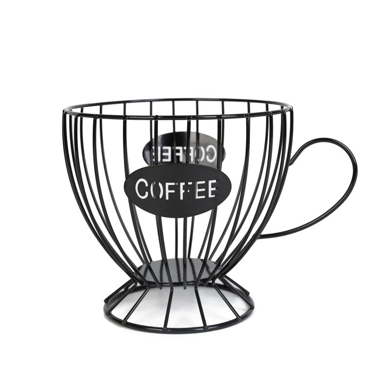 Agirlvct Coffee Pod Holder,Large K Cup & Capsule Storage Organizer, Tea Cup Coffee Capsule Basket, Metal Coffee Bar Organizer for Kcup Kitchen Dinning Room Office Home Cafe Hotel (Black) - Image 1