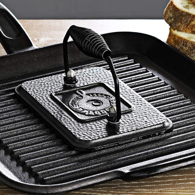 Lodge Pre-Seasoned Cast Iron Grill Press with Cool-Grip Spiral Handle, 4.5 inch X 6.75 inch, Black - Image 2