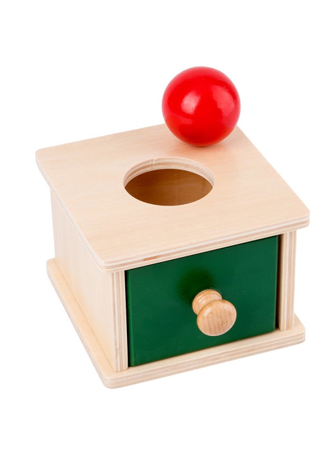 Montessori Teaching Aids Wooden Ball Coin Box Textile Drum Pressure Ball Table Science And Education Montessori Children's Educational Toys-Color:Pitching Box - Image 1