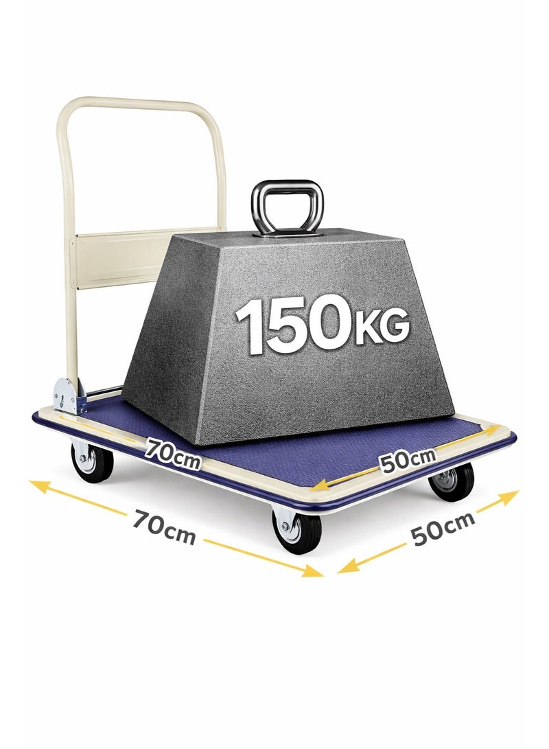 ALMUFARREJ Heavy-Duty Steel Platform Trolley, Supports Up to 150kg, Practical 70×50cm Size with Durable Smooth-Rolling Wheels for Efficient Daily Heavy Use - Image 1