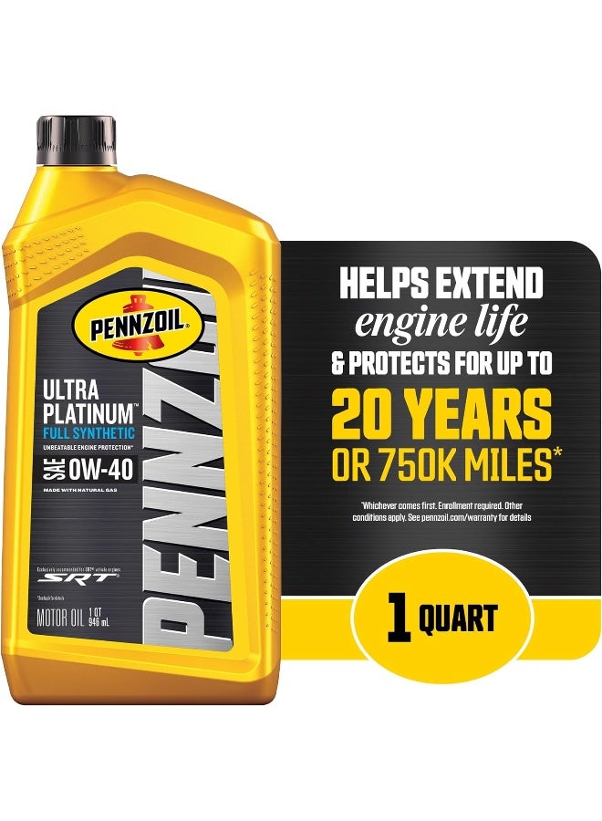 Pennzoil Ultra Platinum Full Synthetic 0W-40 Motor Oil (1 Quart, Single Pack) - Image 3