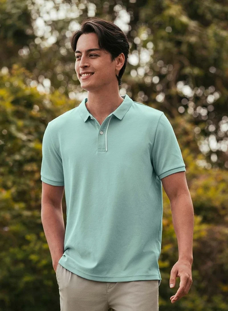 Men Slim Cotton Nylon Pique Polo