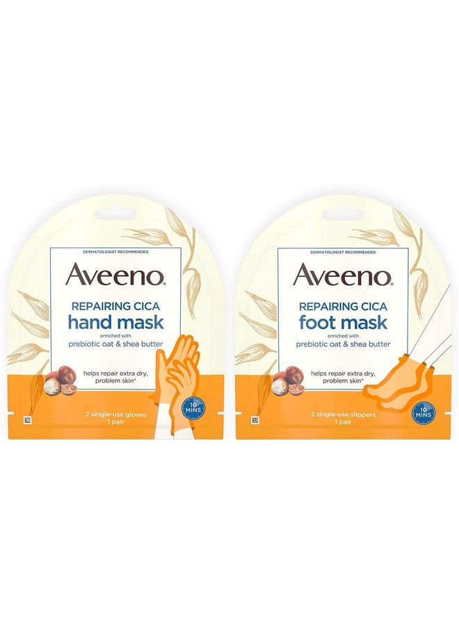 Aveeno Repairing Cica Foot Mask&Hand Mask With Prebiotic Oat And Shea Butter For Extra Dry Skin Parabenfree And Fragrancefree 1 Ea - Image 1