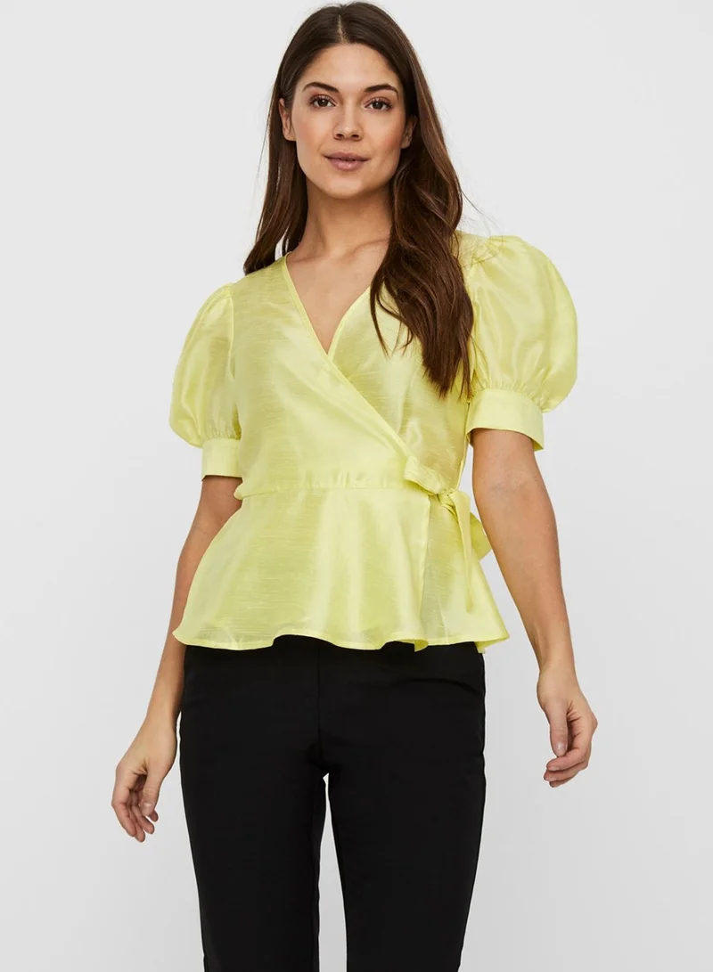 VERO MODA Puff Sleeve Wrap Top