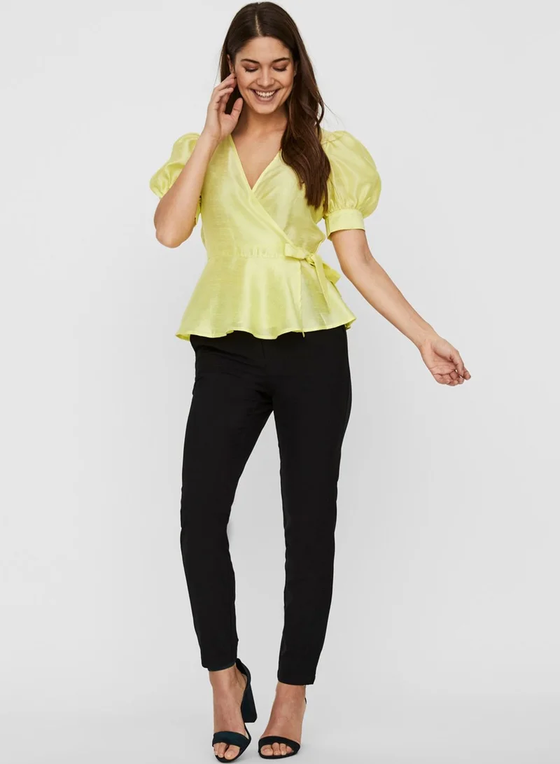 VERO MODA Puff Sleeve Wrap Top