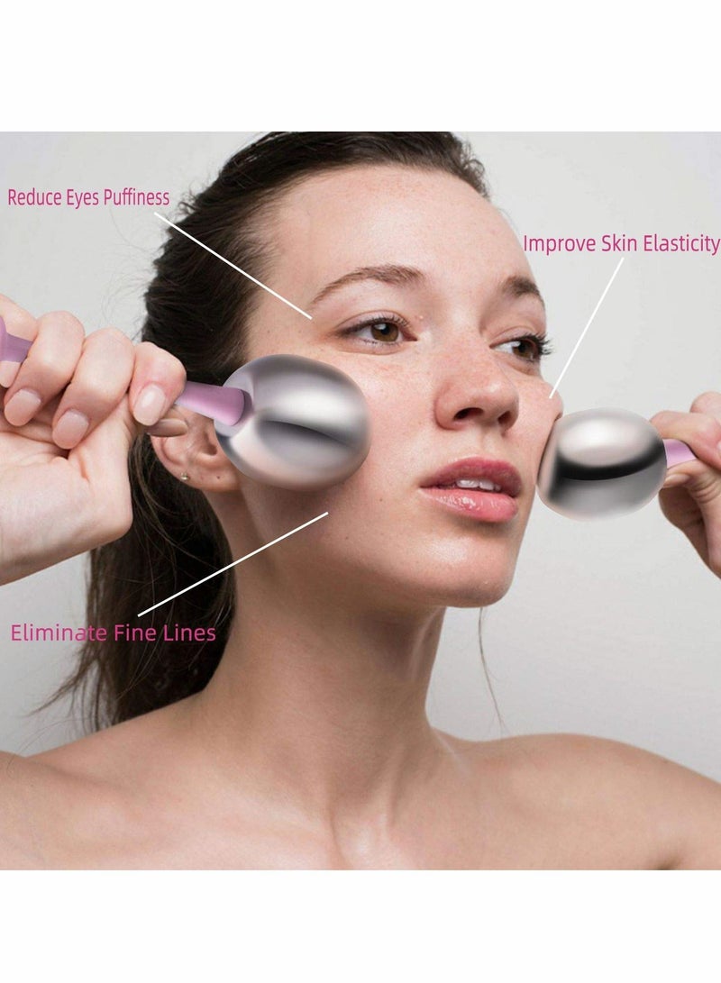 NIBEMINENT Ice Globes Facial Skin Care Freeze Tools for Women Face Eyes, Stainless Steel Beauty Cryo Sticks Roller Girls Ladies, Cooling Spa - Image 2