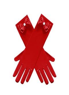 Loquat Girls' Spring and Autumn Long Gloves  Red  - Image 1