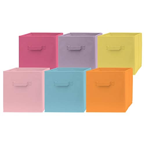 Pomatree 13 Inch Cube Storage Bins - 6 Pack - Large, Dual Handles, Foldable | 13x13 Fabric Bins for Organizing Closet, Clothes and Toys - Image 1