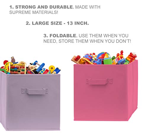 Pomatree 13 Inch Cube Storage Bins - 6 Pack - Large, Dual Handles, Foldable | 13x13 Fabric Bins for Organizing Closet, Clothes and Toys - Image 3