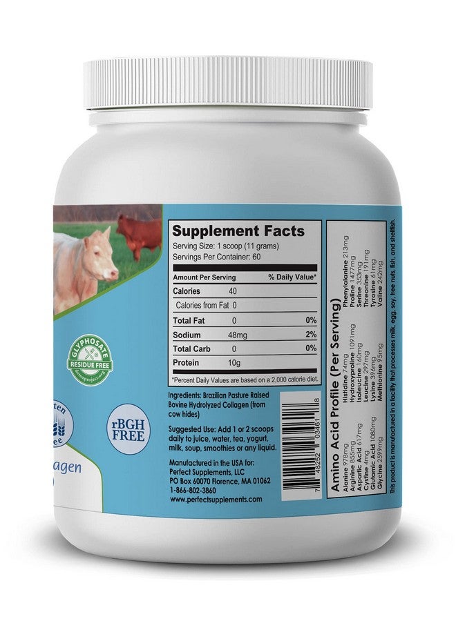 Perfect Supplements - Unflavored Hydrolyzed Collagen Powder for Men and Women - Collagen Peptides - Mix in Hot Cold Liquids, Grass Fed, Easy Absorption, 660 Grams - Image 2