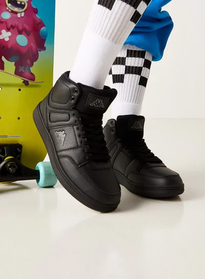 Kappa Women's Solid High Cut Sneakers with Lace-Up Closure Black