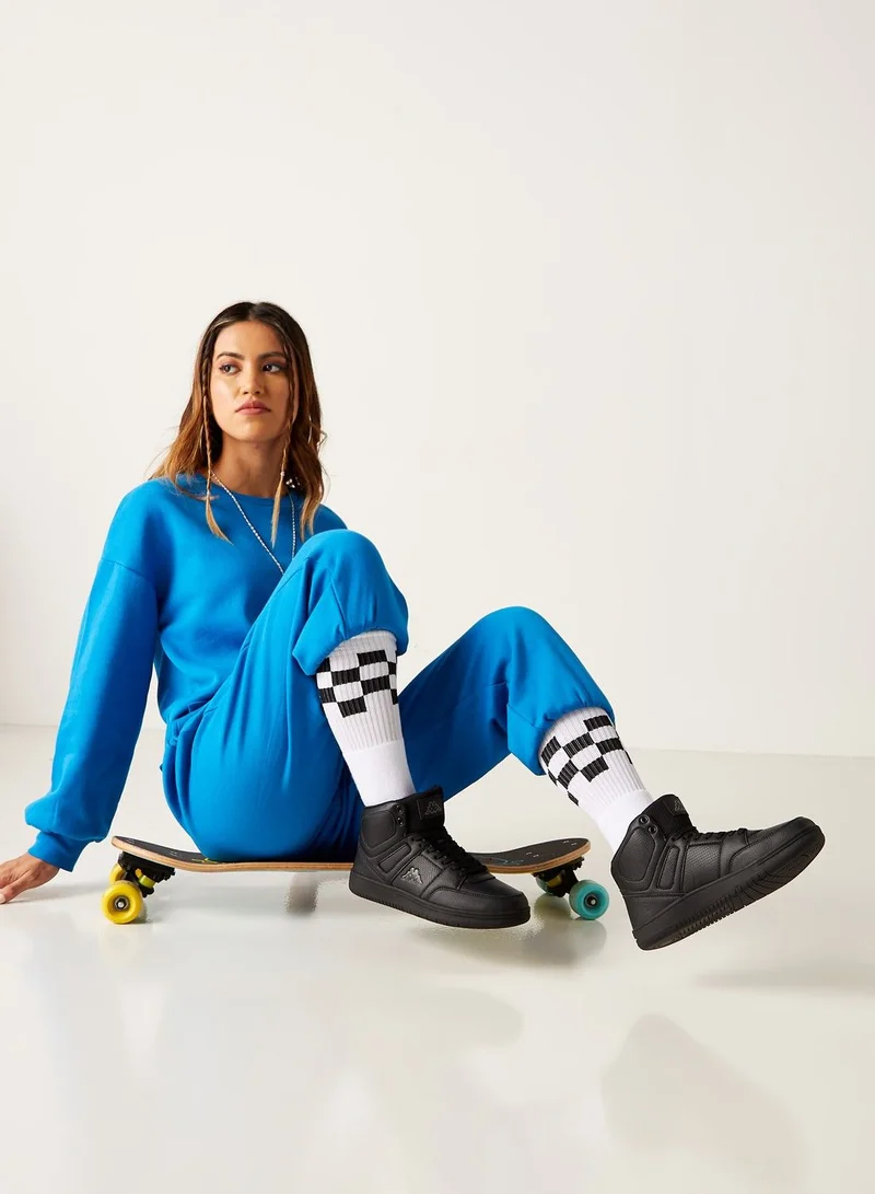 Kappa Women's Solid High Cut Sneakers with Lace-Up Closure Black