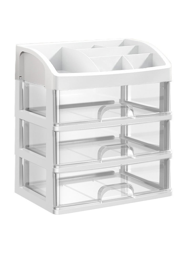 Denzoz 3-Tier Organization Storage Rack Desk Drawer Organizers Trays Set Clear Plastic Storage Bins Bathroom Drawer Tray Dividers Vanity Trays Organizer for Bedroom Dresser Makeup Kitchen Utensil Office  - Image 1